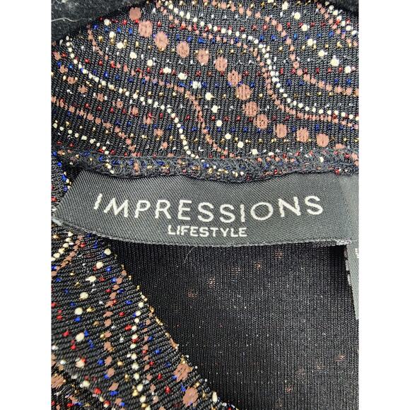 Vintage 90s Impressions Sleeveless Mock Neck Top Size L Black Glitter Stretch - Picture 6 of 9